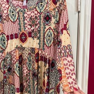 Paisley Grace Boutique Colorful Patterned Three Quarter Sleeve Blouse